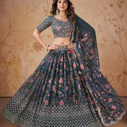 Kaizen TEXO FAB Embellished Sequinned Semi-Stitched Lehenga & Unstitched Blouse With Dupatta image 5
