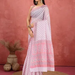 Jevi Prints Ethnic Motifs Pure Cotton Block Print Saree image 4