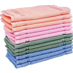 ORAS Luxury Pack of Cotton Pieces Face Towel | Hanky | Handkerchief | Napkins | Ultra Soft | Extra Absorbent, Small Size: 25' × 25' cm (Multi, Set of 6) image 1