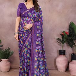 Moda Rapido Purple Poly Georgette Embellished Sarees-picture-0