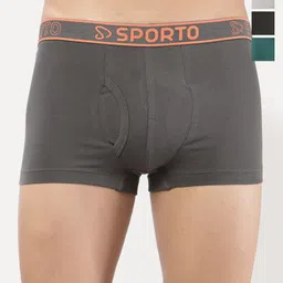 Sporto by Macho Men Pack Of 4 Assorted Short Trunks Sprto_M1022-CH1-G1-Olv1-Prt1-L-picture-30