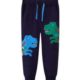 LULU & SKY Boys Printed Tapered Fit High-Rise Joggers Trousers-image-13