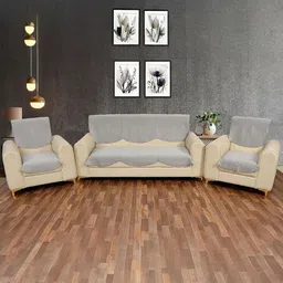 BIGGER FISH Grey Checked Velvet Sofa Cover-image-87