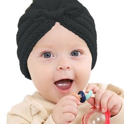 SYGA Warm Wool Bow Knot Turban Hat - Black-22