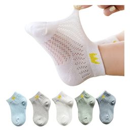 MOMISY 5 Pairs Baby Girl Boys Tube Socks Toddlers Infant Solid Color Boat Spring and Autumn Socks Stretch Baby Socks ThinCrown-11