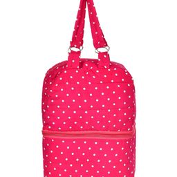 Kuber Industries Hand Bag  Cotton Folding Storage Bag  Dot Print Storage Shopping Bag for Grocery  2 Compartment Toiletry Bag with Handle  Pink-2