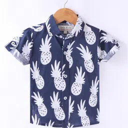 Jash Kids Cotton Half Sleeves Shirt Pineapple Print - Navy-picture-4