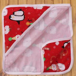 Ben Benny Interlock Knit Hooded Towel & Wrapper with Penguin Print L 78 x 78 cm - Red-image-30