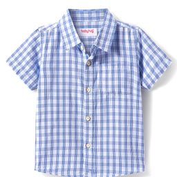 Babyhug 100% Cotton Woven Half Sleeves Checks Shirt- Blue-picture-22