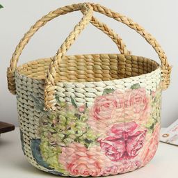 HABEREINDIA Seagrass Fruit Basket | Round Hamper Basket | Serving Basket - Multi-image-73
