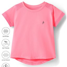 Pine Active Knit Half Sleeves High Stretch Skin Friendly Solid T-Shirt - Pink-picture-25