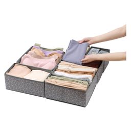 House of Quirk Foldable Cloth Storage Box Closet Dresser Drawer Organizer Cube with Drawers With Zipper For Ties, Scarves, Set of 6 - Grey-image-26