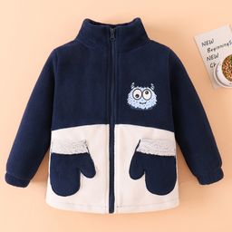 Mark & Mia Full Sleeves Winter Jacket With Kitty Print & Pockets - Navy Blue & White-picture-5