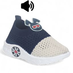 Lil Lollipop Colour Blocked Cartoon Applique Detailed Slip On Musical Shoes - Navy Blue-image-42