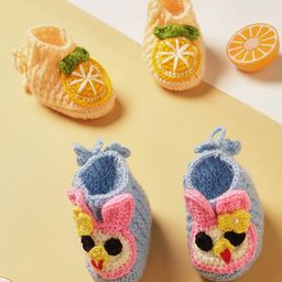 MayRa Knits Knit Set Of 2 Fruit & Animal Booties - Blue & Yellow-picture-13