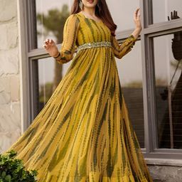 Raiyani Enterprise Floral Print Crepe Fit & Flare Maxi Dress-image-66