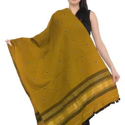 Exotic India Women Floral Embroidered Mirror Work Pure Woollen Shawl-picture-30