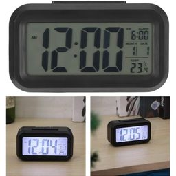 ARCADE TOYS Small Digital Alarm Clock Large Display Bedside Clock with Luminous Temperature Calendar, Battery Powered Alarm Clock for Bedroom Office Desk Table (Colour May Vary) image 2