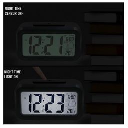 ARCADE TOYS Small Digital Alarm Clock Large Display Bedside Clock with Luminous Temperature Calendar, Battery Powered Alarm Clock for Bedroom Office Desk Table (Colour May Vary) image 4