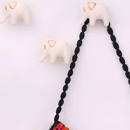 Indianshelf Indianshelf Set Of 3 Cream Colored & Brown Elephant Wall Hooks-6