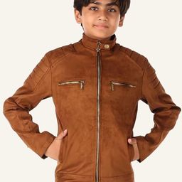 Leather Retail Boys Suede Biker Jacket-image-10
