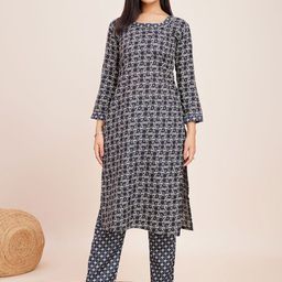 Women Basket Women Bandhani Printed Regular Kurta with Trousers-picture-42