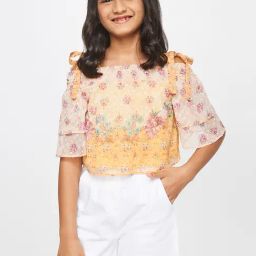 Global Desi Girl Mustard Floral Print Top-image-51