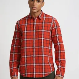 Lee Orange Cotton Regular Fit Checks Shirt-picture-35