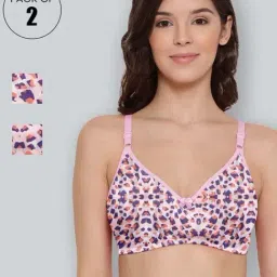Lyra Pink Cotton Printed T-Shirt Bras - Pack Of 2-image-15