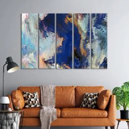 999Store Printed Blue MDF 5 Panels Wall Art-21