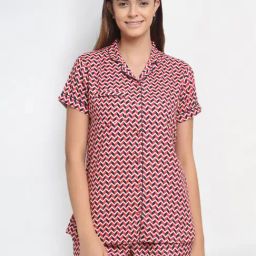 Erotissch Pink & Blue Printed Shirt Shorts Set-image-54