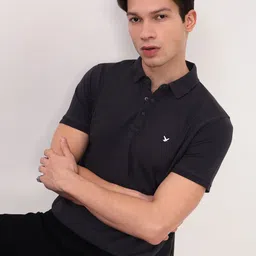 SHOWOFF Men Solid Polo Collar Cotton T-shirt-picture-0