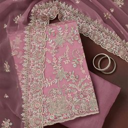 Koskii Floral Embroidered Beads & Stones Unstitched Dress Material-image-86
