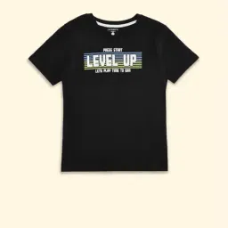 Pantaloons Junior Black Cotton Printed T-Shirt-image-96