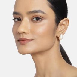 Estele Rose Gold-Plated Pearl Stud Earrings for Women-image-61