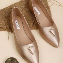 Elle Women's Rose Gold Flat Ballets-image-60