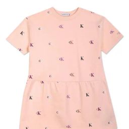 Calvin Klein Jeans Kids Pink Cotton Printed Dress-picture-0