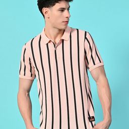 STARFOX Men Striped Polo Collar Cotton Slim Fit T-shirt-image-22
