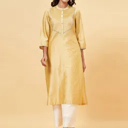 RANGMANCH BY PANTALOONS Polka Dot Printed Mandarin Collar Pintuck Detailed Kurta-picture-11