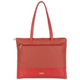 Enoki by Baggit Red Textured Large Tote Handbag-image-12