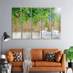 999Store Printed Green MDF 5 Panels Wall Art-picture-33