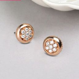 Zaveri Pearls Rose Gold Cubic Zirconia Contemporary Circular Stud Earrings - ZPFK10689-image-95