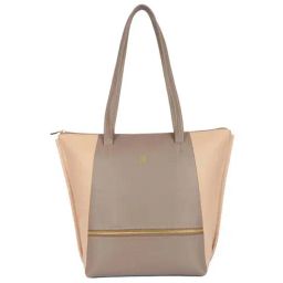 Baggit Buff PVC Color Block Tote Handbag-image-4