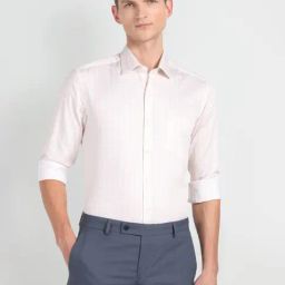 Arrow Beige Cotton Slim Fit Checks Shirt-picture-28