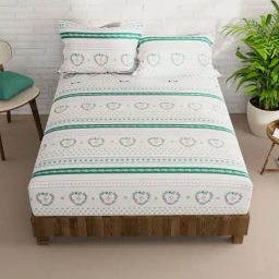 Bianca La-vogue White & Green Microfibre 152 TC Extra Smooth Double Size Bed Sheet with Pillow Cover-image-30