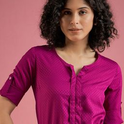 Mayra Women Roll-Up Sleeves Crepe Shirt Style Top-image-42