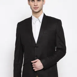Wintage Men Black Solid Single-Breasted Formal Blazer-96
