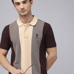 U.S. Polo Assn. Colourblocked Polo Collar Pure Cotton Slim Fit T-shirt-picture-56