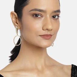 Estele Gold-Plated Circular Dangler Earrings for Women-image-85