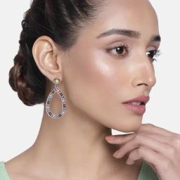 Estele Rose Gold-Plated Multicolor Bead Earrings for Women-image-57